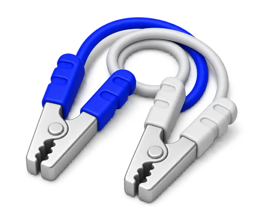 Blue and silver jumper cables